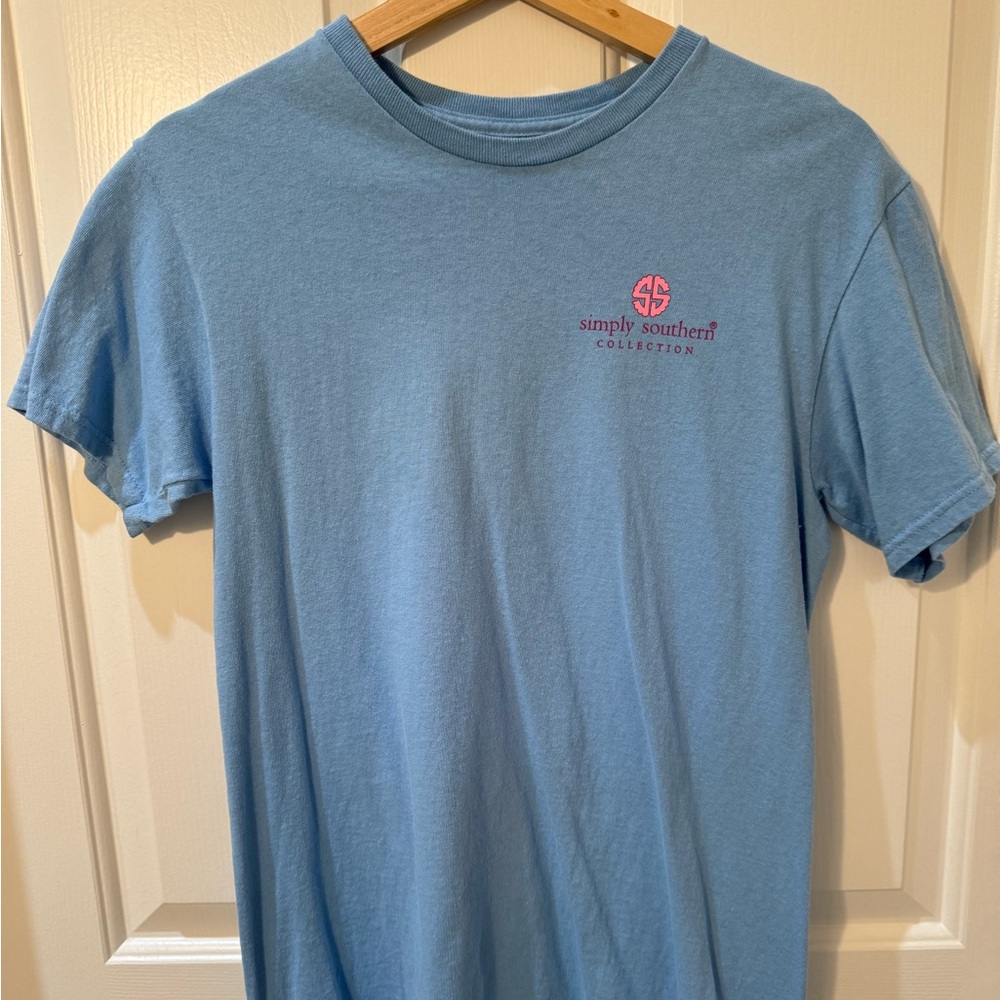 EUC - Simply Southern Women’s Blue Salty Sandy and Happy Beach Shirt